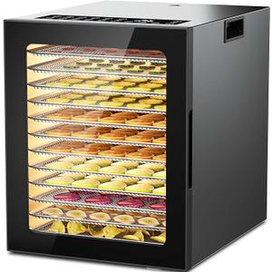 Food Dehydrator for Jerky, 12-Trays Stainless Steel, 850W Electric Dehydrator Machine with 10 Presets, Adjustable Timer, Temperature Control, Digital Food Dryer for Herb, Dog Treats,Meats & Veggies