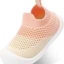 Baby Shoes Boys Girls First Walking Shoes Kids Lightweight Breathable Toddler Slip On Indoor Floor Slipper Cotton Mesh Sneakers (18-24 Months Infant, Pink)