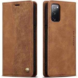 QLTYPRI Wallet Case for Samsung Galaxy S20 FE 5G, Vintage Folio PU Leather Case with Card Slots Magnetic Closure Kickstand Flip Shockproof Phone Cover for Samsung Galaxy S20 FE 5G - Brown