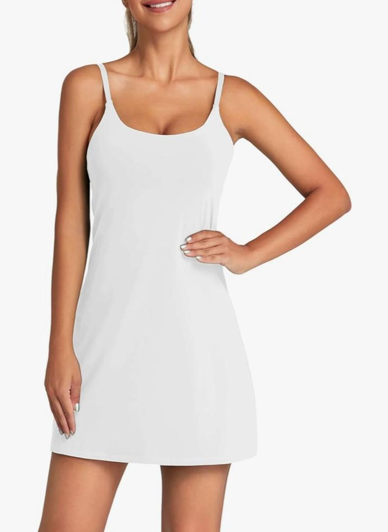 OVRUNS Women's Tennis Dress Built-in Bra & Shorts Exercise Workout Golf Athletic Dress with Pockets Size XXL