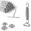 24 Pcs Replacement Trampoline Springs + 24 Pcs Triangle Ring Buckle + 1Pcs T Hook Heavy Duty Galvanized Steel Replacement Trampoline Springs 5.5 inch Universal Trampoline Accessories