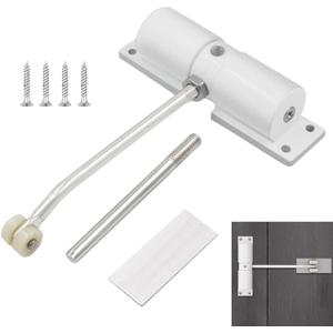 EMVANV Door Closer,Automatic Door Closer Zinc Alloy Safety Spring Door Closer Adjustable 30 kg Easy Install Auto Door Closer for Home (white)