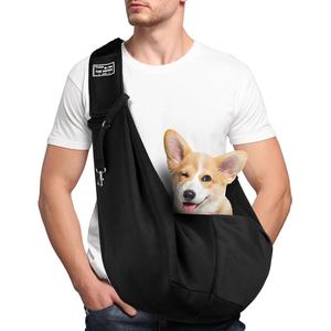 Dog Carrier Sling - Reversible Puppy Carrier Purse with Storage Pocket, Hand-Free Dog Sling Carrier for Carry Small Dogs and Cats, Travel Safety Harness, Dog and Cat Harness(Black)