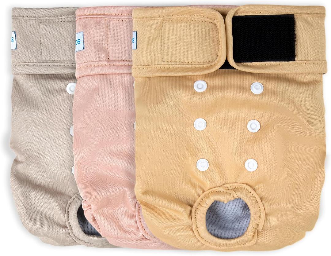 Leekalos Reusable Washable Dog Diapers Female (3 Pack) - Highly Absorbent Doggie Diapers - Size Adjustable Puppy Diapers for Dog Period Panties (X-Large) (X-Large (17.5"-27" Waist), Morandi Series)