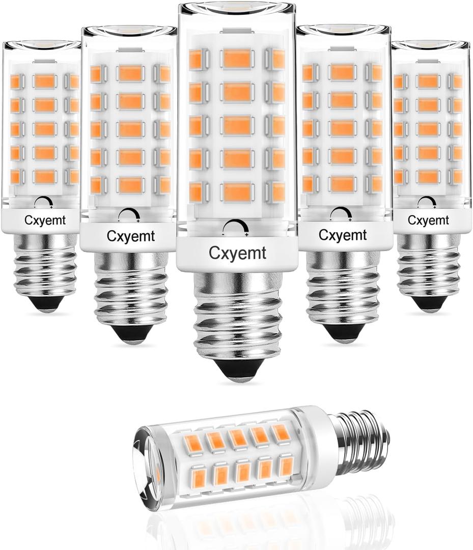 E12 LED Bulb Dimmable, 2700K Soft Warm White, 4W Equivalent 40W Candelabra Light Bulbs, AC120V, 400LM, Non Flicker, T4 E12 Base Light Bulbs for Chandelier, Ceiling Fan Lighting(5 Pack)