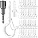 Amazon.com: 48 PCS Q-Hanger Hooks, Screw Hooks for Outdoor String Lights, Safety Buckle Design Cup Eye Hook for Hanging Christmas Lights, Plants, Wind Chimes, Mounted on Wall Ceiling, Include 1 Wing Nut Driver : Industrial & Scientific