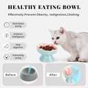S&Q's CERAMICS Raised Slow Feeder Cat Bowl, Ceramic Elevated and Titled Glass Food Bowl Small Dogs Slow Feeder, Flower Shaped Cute Cat Dish for Dry and Wet Food (Pink, 5.8")