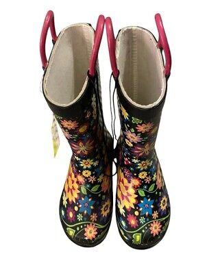 Western Chief Kids Floral Swirl Rain Boot, Black, 13