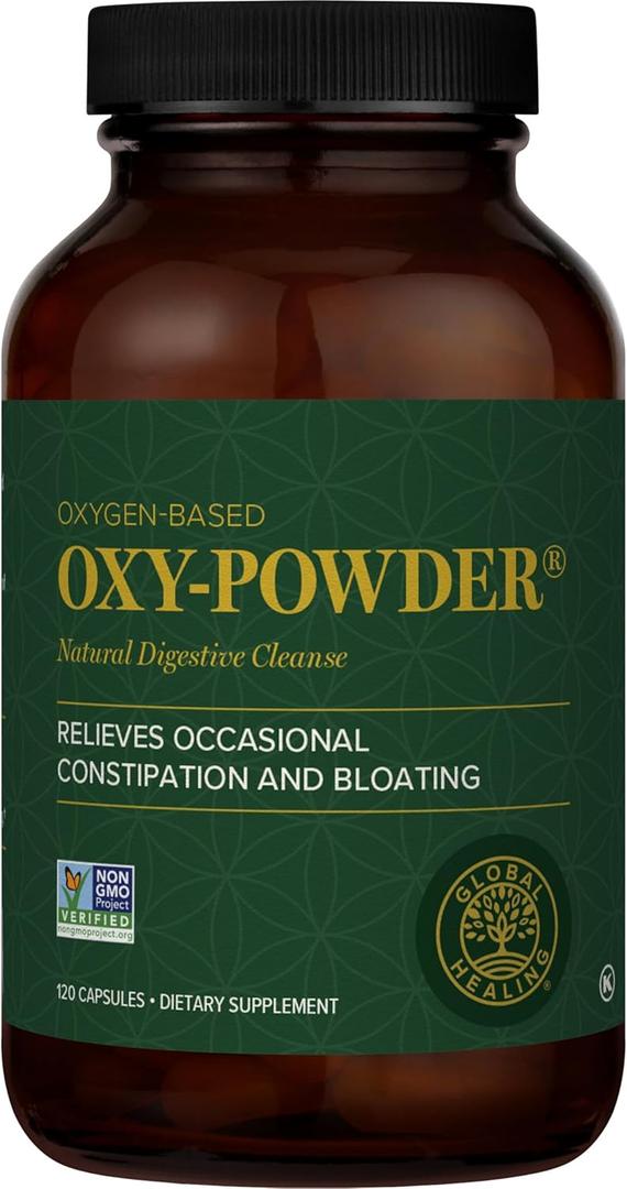 Global Healing Center Oxy-Powder Oxygen-Based Safe and Natural Colon Cleanser and Relief from Occasional Constipation (120 Capsules)(Packaging may vary), Best By 06, 2027
