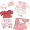 Reborn Doll Clothes for 20-22 Inch Dolls, 3 Sets 20 Inch Baby Doll Clothes Accessories 10 Pcs with Dress Coat Outfits, Headbands, Socks, Top and Pants for 20"- 22" Baby Dolls