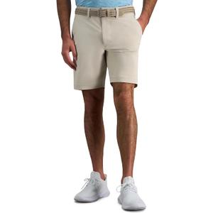 Haggar Mens Sport Travel Performance Short -  9 Inch Inseam (Beige, 34 Regular)