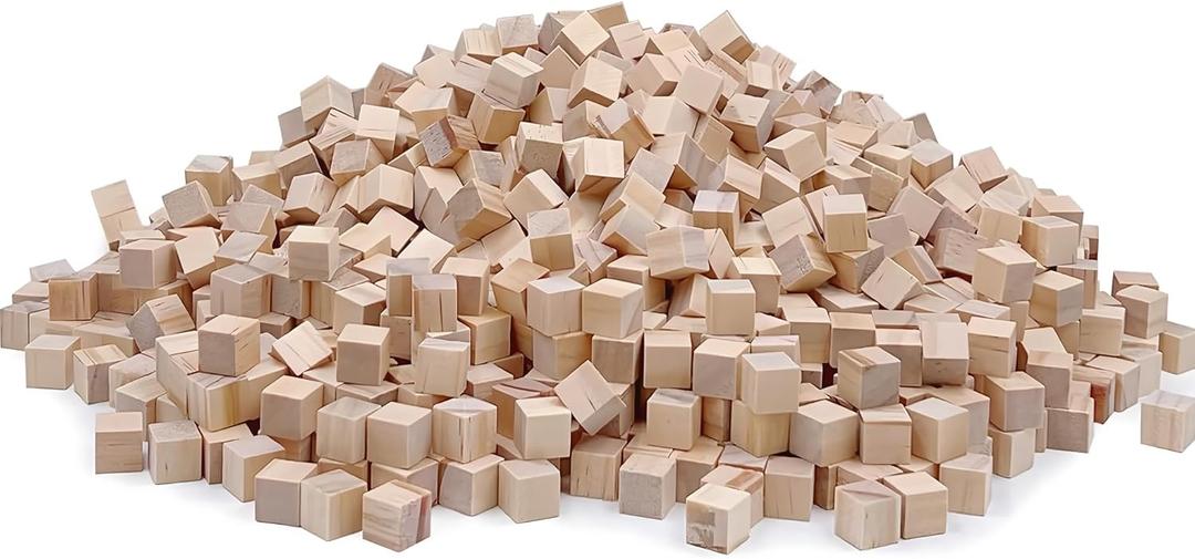 Wood Blocks for Crafts, Unfinished Wood Cubes, 1cm Natural Wooden Blocks, Pack of 300 Small Wood Square Blocks, Wooden Cubes for Arts and Crafts and DIY Projects