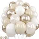 Beige White Pearl Balloons, 50PCS Nude Metallic Champagne Gold Cream White Double Stuffed Balloon Neutral Ballons for Birthday Boho Wedding Anniversary Engagement Party Decoration