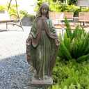Virgin Mary Outdoor Statues, Garden Religious Decorations, Indoor Mother Mary Statue, Garden Sculptures & Statues for Home Yard Patio Lawn Deck Hallway (Vintage Green)