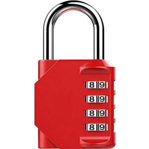 Combination Lock 4 Digit, Resettable Locker Lock,Waterproof Metal Combination Padlock for School Gym Locker, Sports Locker, Fence, Toolbox, Gate and Storage- Easy to Use and Set (Red), Pack of 2