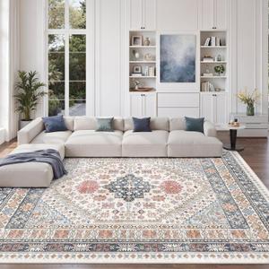 zesthome 8x12 Area Rugs for Living Room,Large Washable Rug,Blue Red