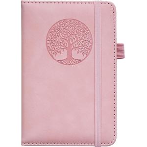 Small Pocket Notebook, Leather Journal Mini (Pink) (A6)