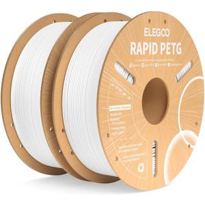 ELEGOO Rapid PETG Filament 1.75mm White 2KG, High Speed 30-600mm/s 3D Printer Filament Dimensional Accuracy +/- 0.02 mm, 1kg Cardboard Spool(2.2lbs) Fits for Most FDM 3D Printers