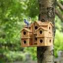 Bird Houses for Outside 10 Hole Bird House Room for 10 Bird Families Large Bird House for Garden/Courtyard/Backyard Decor Finch Bluebird Cardinals Handmade Hummingbird House