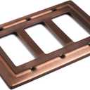 Monarch Abode Rocker Light Switch Cover Plate 3-Gang Antique Copper Decorator Wall Plates, Architectural Decorative Outlet Covers Wall Plates for Receptacle, GFCI Electric Outlet Cover, Pack of 1