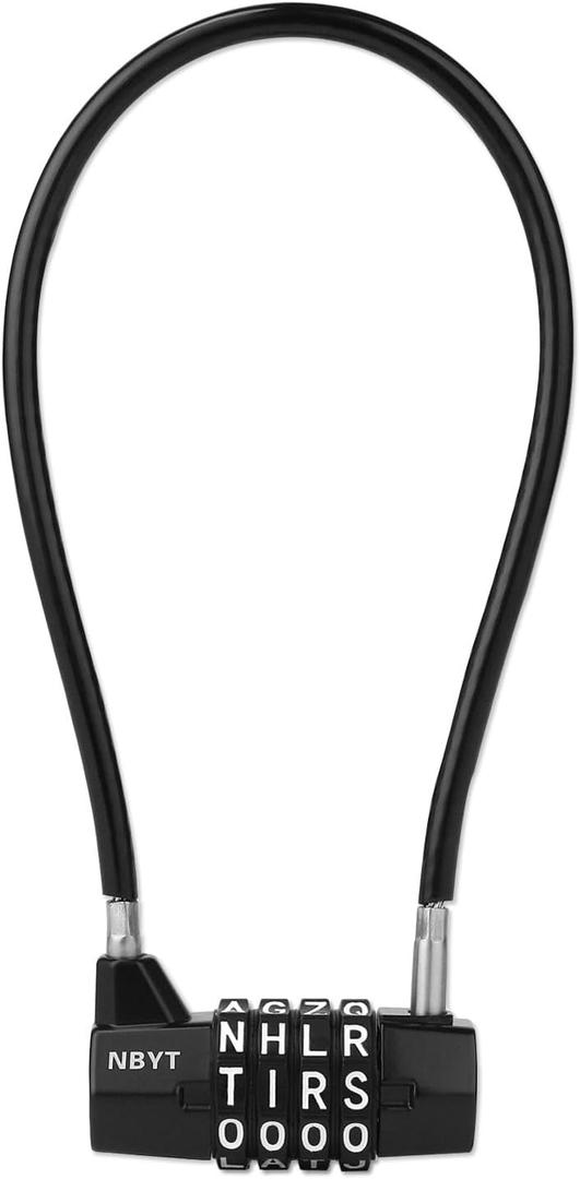 Cable Lock with Word Combination for Metal Fence, Shed, Gates, Outdoor Fence, Long Cabinet, Refrigerator, Dumpster, and Letter Padlock (11 IN ( Locking Span 5'' ))