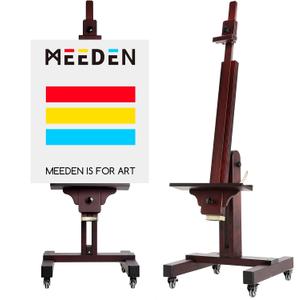 MEEDEN Heavy Duty Painting Easel: Professional Solid Beechwood Large Easel Holds Canvas Art up to 71 High - Tilts Flat Easily Wooden Floor Easel for Adult Artist Beginners Art Studios