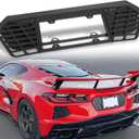 Rear License Plate Frame fit for C8 Corvette Stingray Z51 2020 2021 2022 2023 2024 2025 Glossy Aluminum and Black Carbon Fiber License Plate Frames