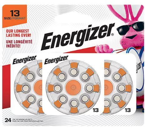 Energizer Orange Tab Size 13 Hearing Aid Batteries - 24 Count