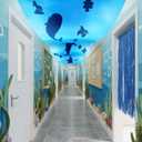 3 Pcs Under The Ocean Ceiling Decorations Shark Themed Birthday Party Decorations 24 Inch x 12 ft Whale Shark Banners Marine Sea Animal Ceiling Covers for Baby Shower Daycare Classroom