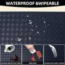 Vinyl Placemats Set of 6-1217.7 Inch Waterproof & Heattable Placemats, Fall Faux Leather Wipeable Outdoor Table Mat for Dining, Kitchen, Indoor Outdoor Use (Dark Blue, Diamond Pattern)