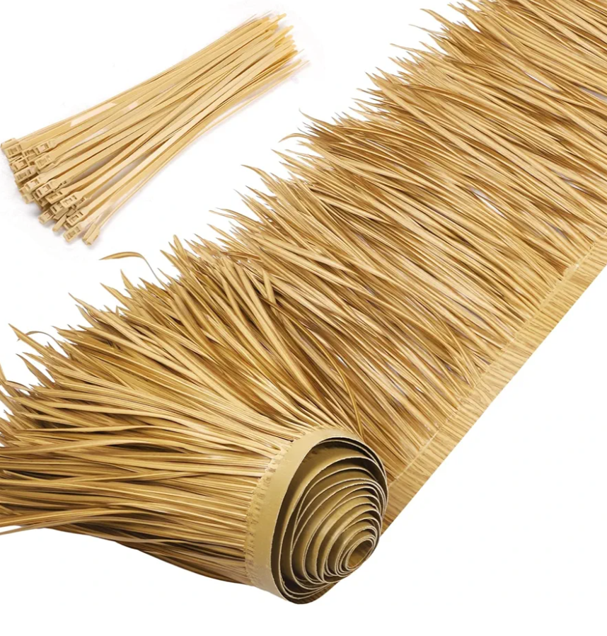 Yilloog Palm Thatch Roll Palm Thatch Runner Roll Mexican Style Straw Roof Panels Tiki Hut Palapa Straw Roofs Duck Blind Grass for Tiki Bar Hut Garden Patio(8 M/ 26.3 ft,Yellow Brown)