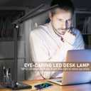 CHARYJOD Dimmable LED Desk Lamp with USB Charging Port Bright, 50 Lighting Modes Dual Swing Arm Architect Table Lamp Light Desk Lamp for Home Office Dorm Piano Nail