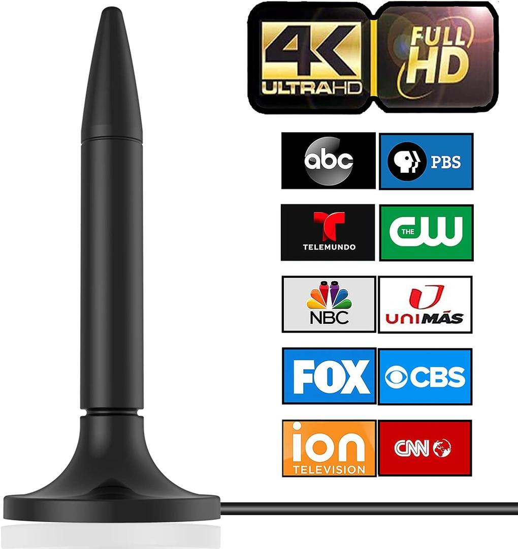 TV Antenna for Smart TV, 2024 Clear 4K HD Digital TV Antenna Indoor 300+ Miles Range with Amplifier Signal Booster Support All Television - 10ft High Performance Coax Cable