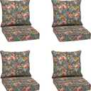 Arden Outdoor Deep Seat Cushion Set (4-Pack), 24 in x 24 in, Weather-Proof, Rain-Proof, Fade Resistant Patio Cushion for Chair, Sofa, and Couch Phoebe Grey Floral