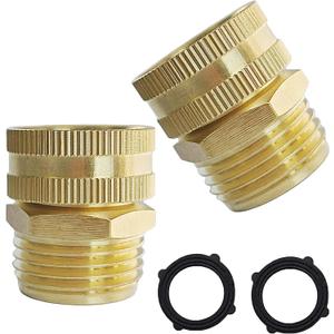AOPANDA Brass Garden Swivel Pipe Fitting 3/4" GHT Female x 3/4" GHT Male Thread Garden Hose Threaded Adapter (Pack of 2).