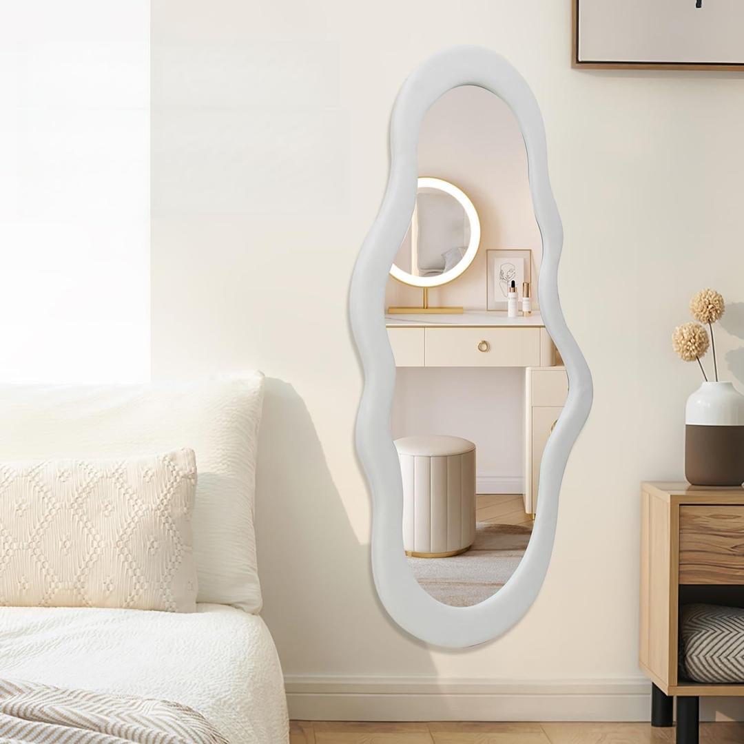 BST FURNH Small Cloud Mirror - Unique 44x21 Inch Full Length Wall Mounted Tall Mirror for Bedroom, Bathroom, Living Room