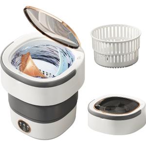 Portable Washing Machine 20L Small Foldable Washer with Spin Basket, 3 Mode Deep Clean Mini Laundry Machine for Travel, Dorms, Camping, Ideal for Baby Clothes, Underwear, Socks Gray