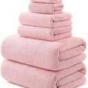 REDKISS 6 Piece Towel Set - Oversized Bath Sheets (70 x35 in), 670GSM Ultra Soft & Highly Absorbent, Quick Dry Pink Bath Towel Sets for Bathroom, Spa, Hotel, Gym
