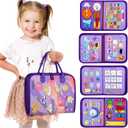 Toddler Busy Board - Montessori Toys for Toddler Girl Birthday Gift - Busy Book for Toddlers 3-5, Montessori Educational Learning Sensory Travel Activities Toys for Kids Ages 3-5 (Purple)