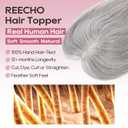 REECHO Hair Toppers for Women Real Human Hair, Seamless Human Hair Toppers with Bangs, 360 3D Cover Clip in Bangs Hair Extensions for Daily Wear, Gray