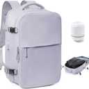 VECAVE Vacuum Travel Backpack with Pump for Women,Personal Item Carry on Backpacks Flight Approved 18x14x8 inches for Men,Laptop Waterproof Work Compression bags Casual Daypack (Purple)