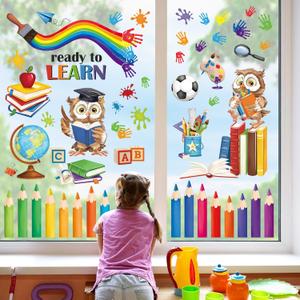 Decalmile Inspirational Quotes Kids Reading Books Rainbow Window Decals Anti-Collision School Classroom Glass Door Stickers