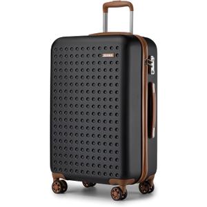 Kono 24 Inch Luggage Medium checked Lightweight Hardside Suitcase with Spinner Wheels & Built-in TSA Lock, Black