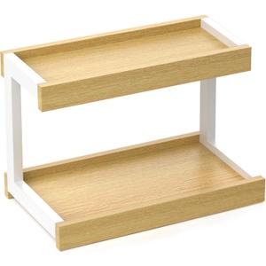 MARTY 2 Tier Spice Rack Organizer for Countertop, 15.8''L Coffee Station/Bathroom Organizer Countertop, Counter Shelf Desktop Storage Organizer for Kitchen, Bedroom, Office (10.6" Height)