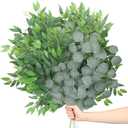 Giegxin 18 Pack 22inch Italian Ruscus Artificial Greenery Stems Faux Silk Green Leaf Eucalyptus Stems Greenery Leaves Plants Garland Vines Hanging Spray Branches for Wedding Vase Arch Home Decor