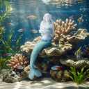 Unique Mermaid Aquarium Decorations - Resin Fish Tank Dcor Thematic Ornaments, Waterproof & Non-Toxic Mermaid Statue for Enchanting Aquarium Display, Item (Blue)