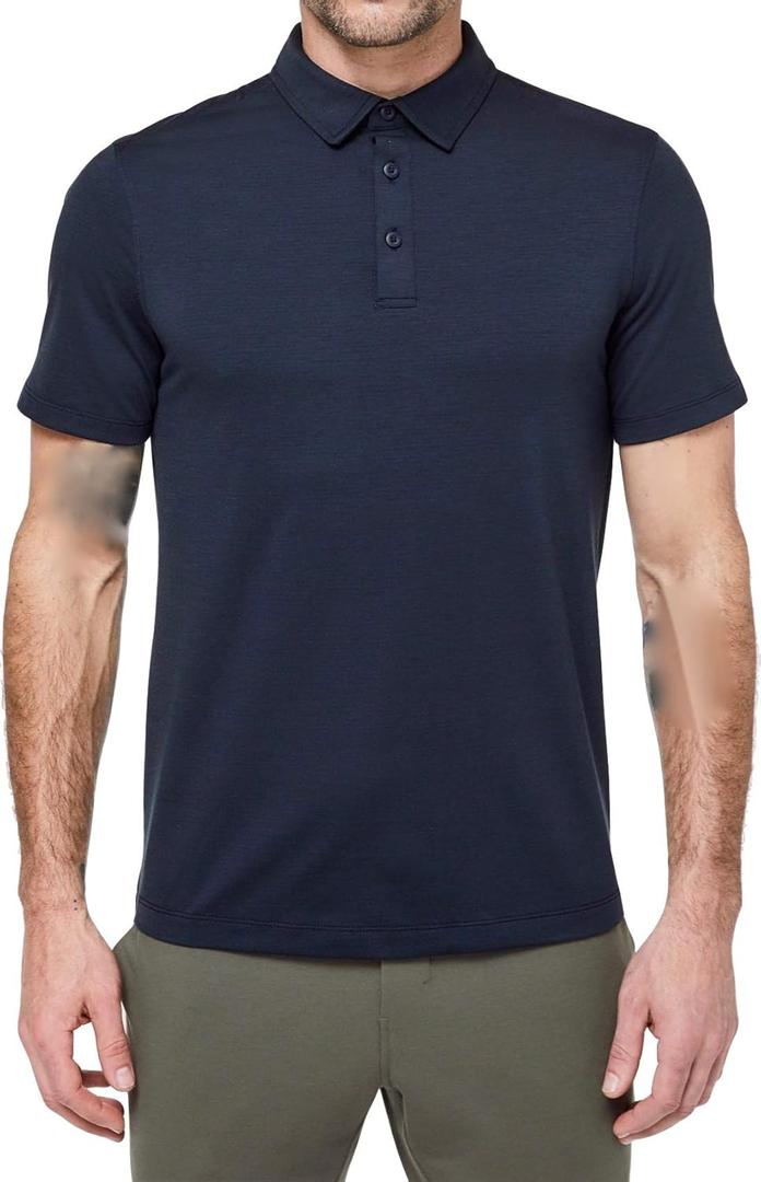 lululemon Mens Evolution Polo Short Sleeve Shirt (Medium, Nautical Navy)