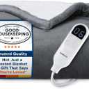 Bedsure Heated Blanket Throw Blanket - Fast Heating Electric Blanket with Over-Heat Protection, Soft Flannel Throw with Auto-Off, Warm Gifts for Grandma & Grandpa & Seniors (50"x60", Grey)