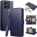 COBEAR for Moto G Stylus 5G 2025 Case Wallet, Pu Leather Flip Phone Case with Wrist Strap, Zipper Pocket, Kickstand, Women Men Phone Wallet Case with Card Holder for Moto G Stylus 5G 2025,Blue