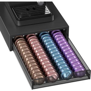 ECOLOVI Nespresso Pods Holder, K Cup Holder, Coffee Pod Holder Organizer Compatible with Nespresso Vertuo Capsules, Holds 60 Small or 40 Large Pods, Black